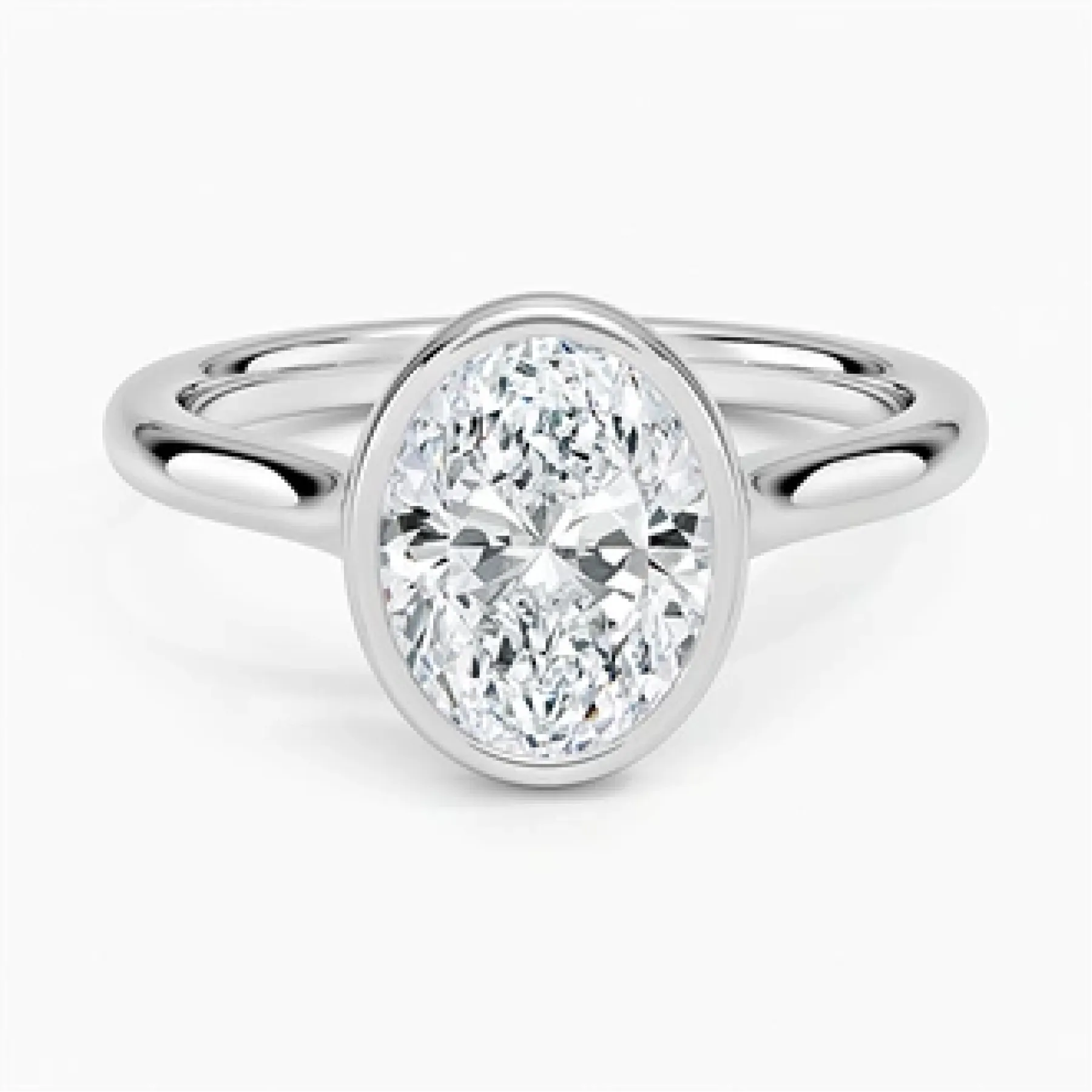 Luna 2mm Bezel with 2ct Oval Certified Lab Diamond